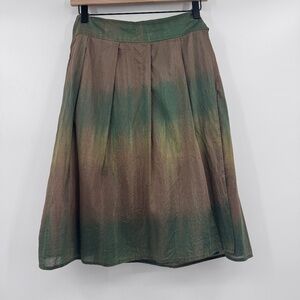 Theory Skirt Women 8 Green Brown Ombre Wrap Sash Tie Preppy Artsy Boho Hippie